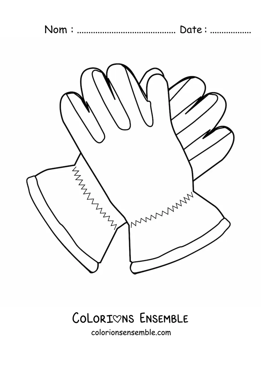 Image à colorier d'une paire de gants