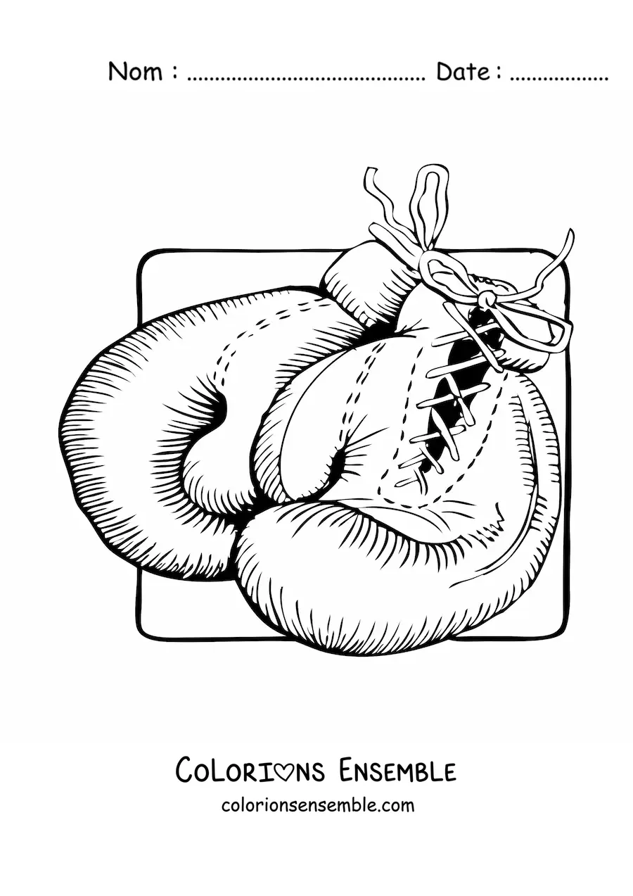 Image à colorier d'une paire de gants de boxe