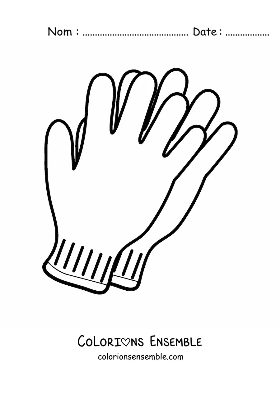 Image à colorier d'une paire de gants d'hiver