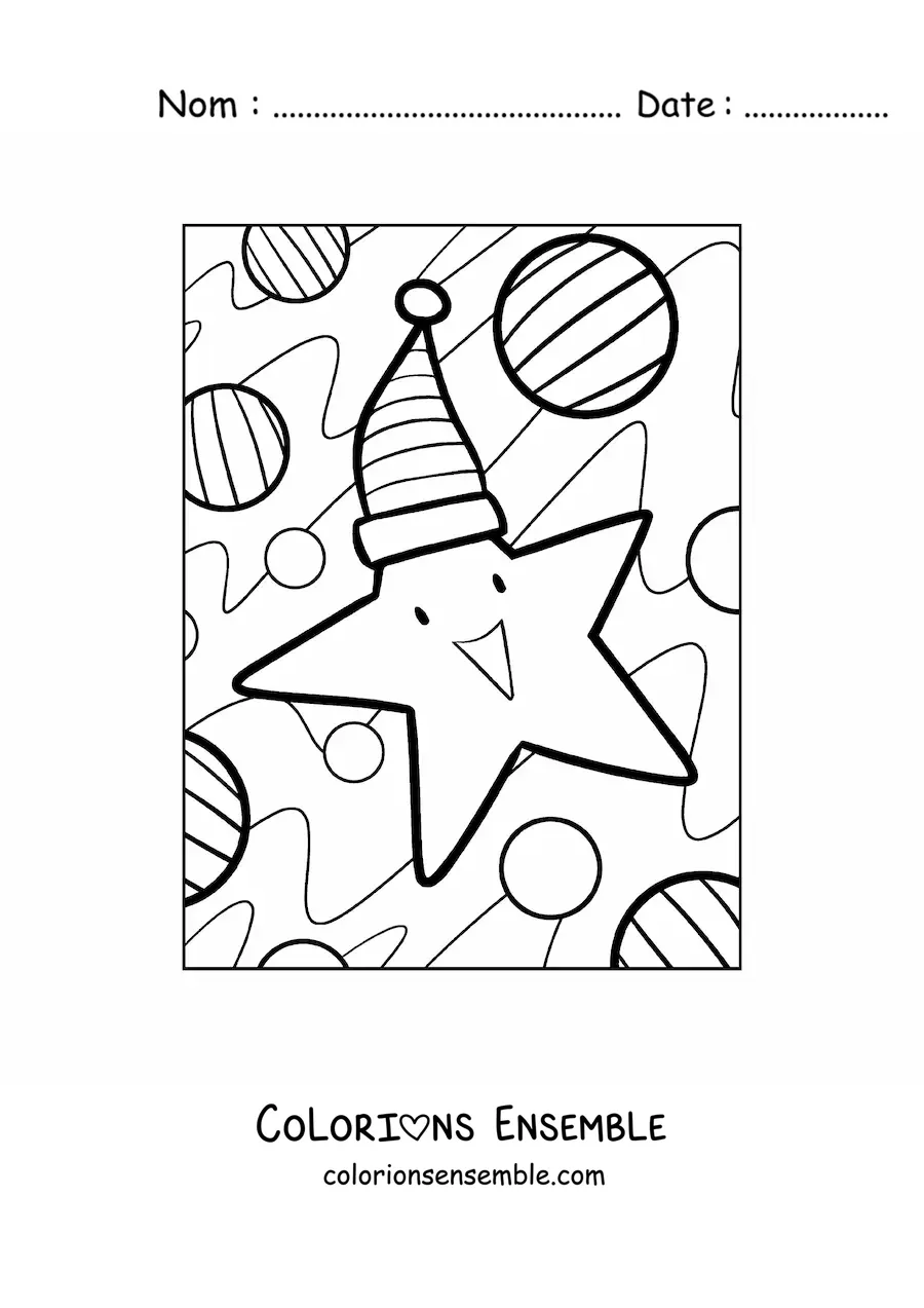 Image à colorier d'une étoile de Noël rigolote
