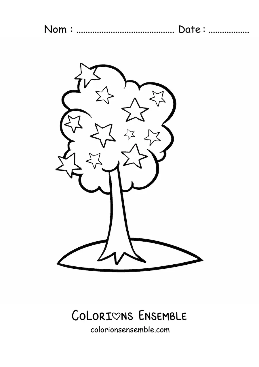 Image à colorier d'un arbre d'étoiles