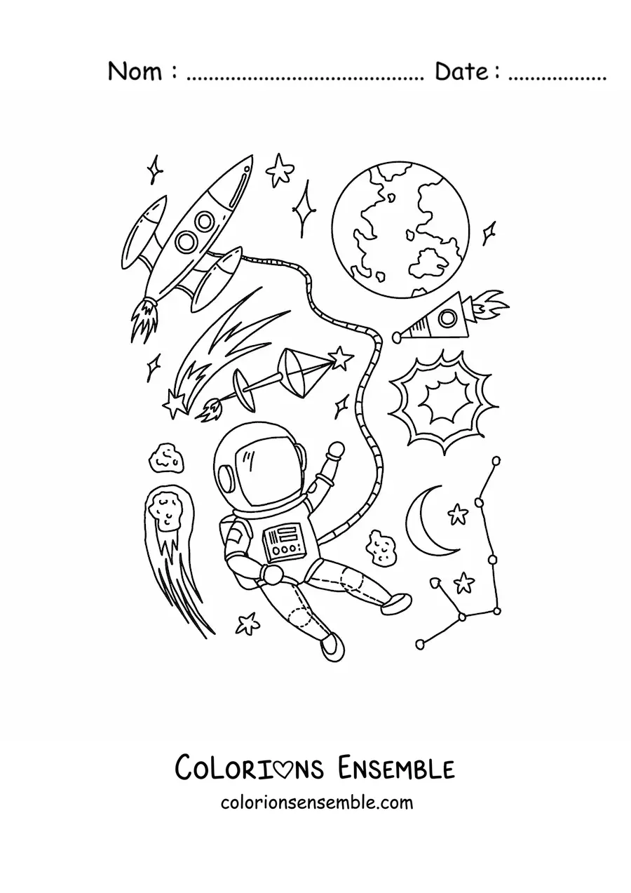 Image à colorier de la Terre dans l'espace