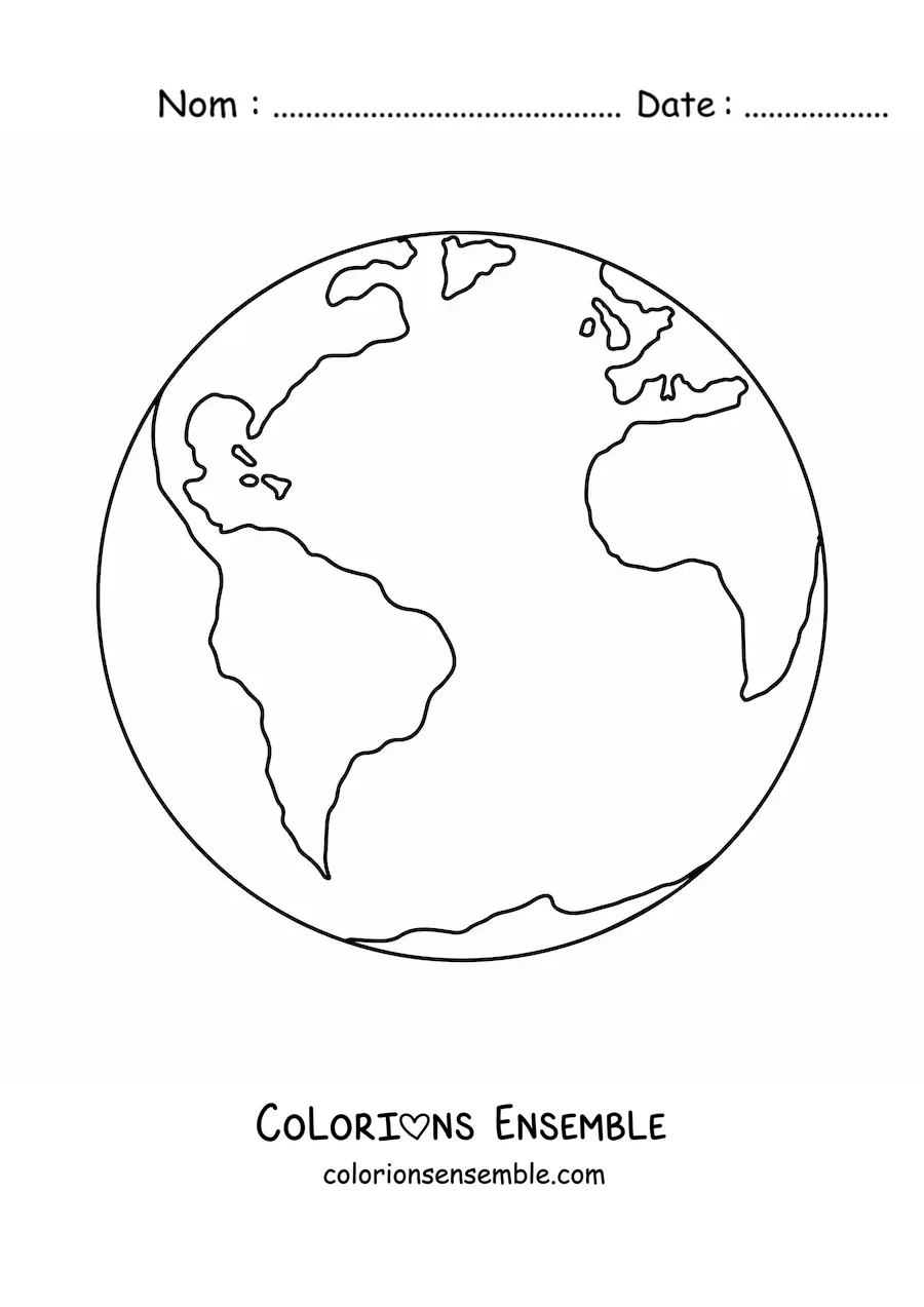 Image à colorier de la planète Terre