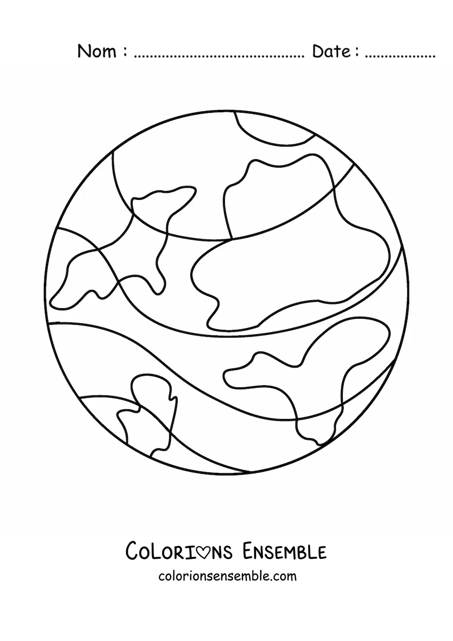 Image à colorier de la Terre vue depuis l'espace