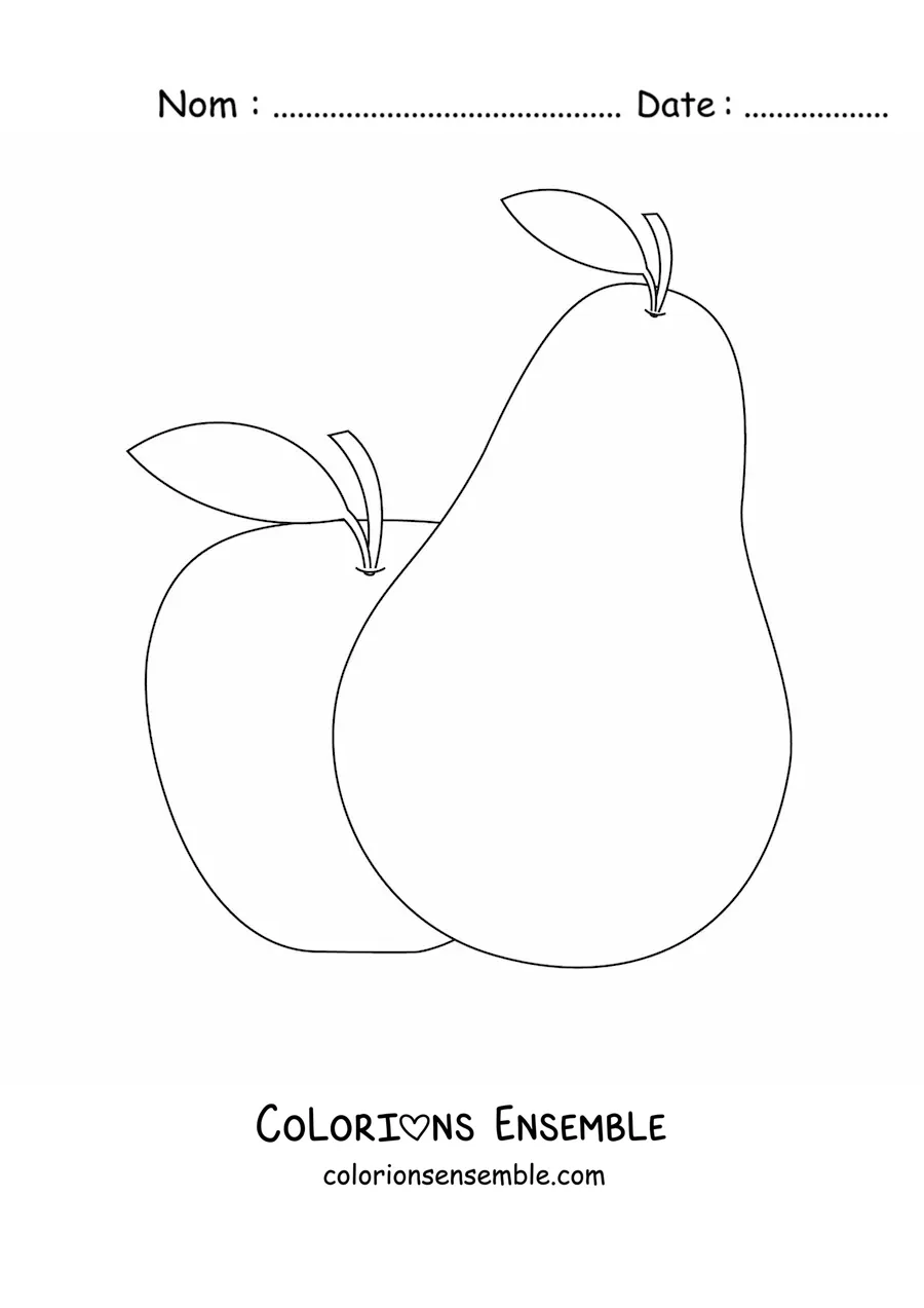 Coloriage d'une poire et d'une pomme