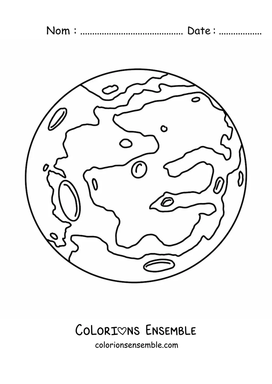 Image à colorier de la planète Mercure