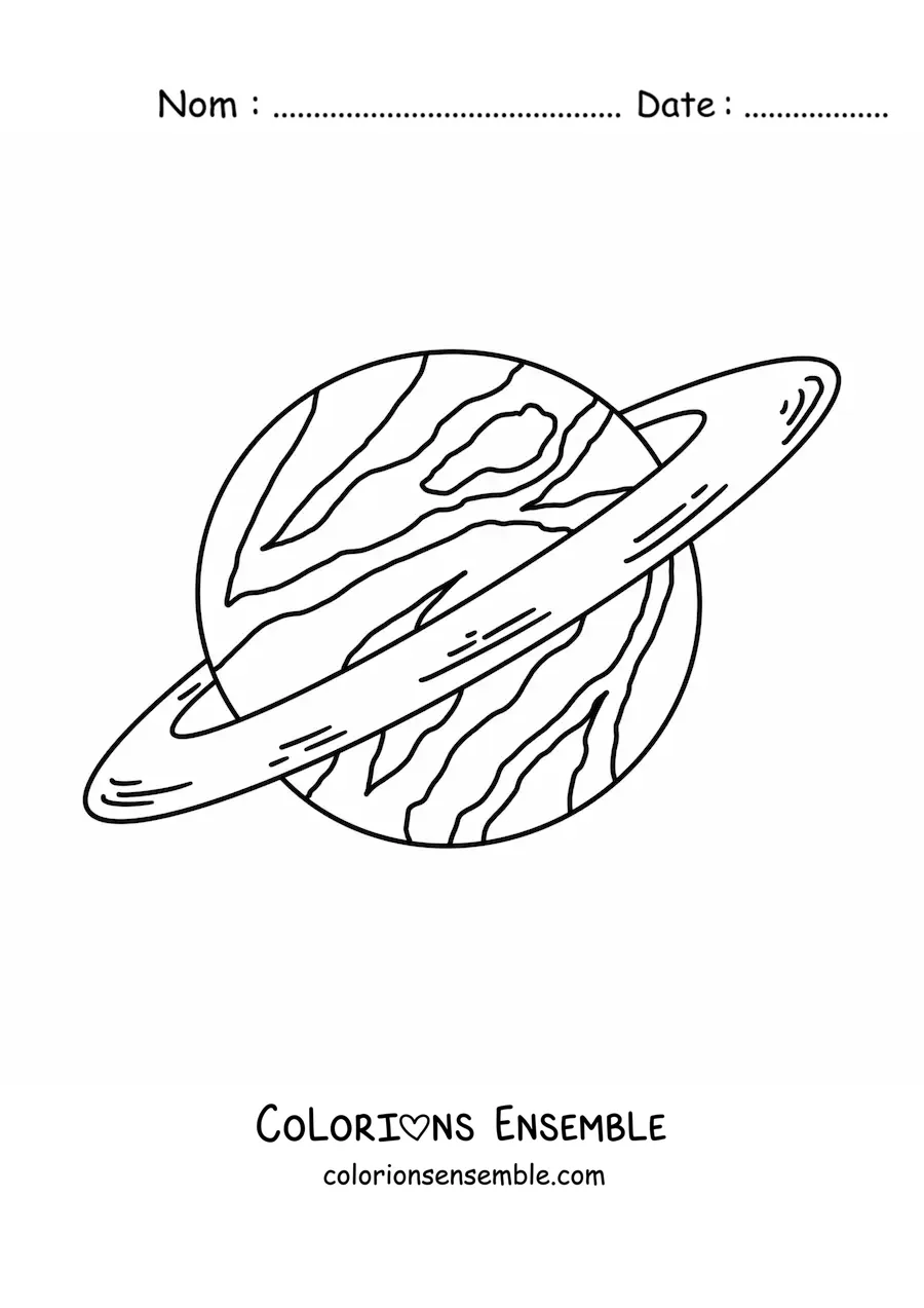 Image à colorier de la planète Saturne
