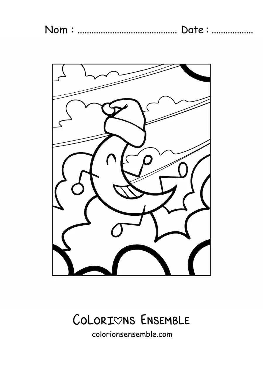 Image à colorier d'une Lune animée