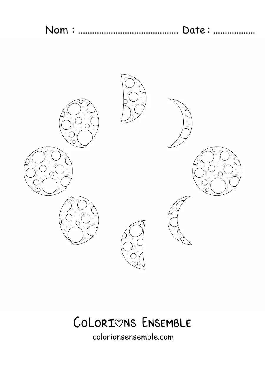 Image à colorier des phases de la Lune