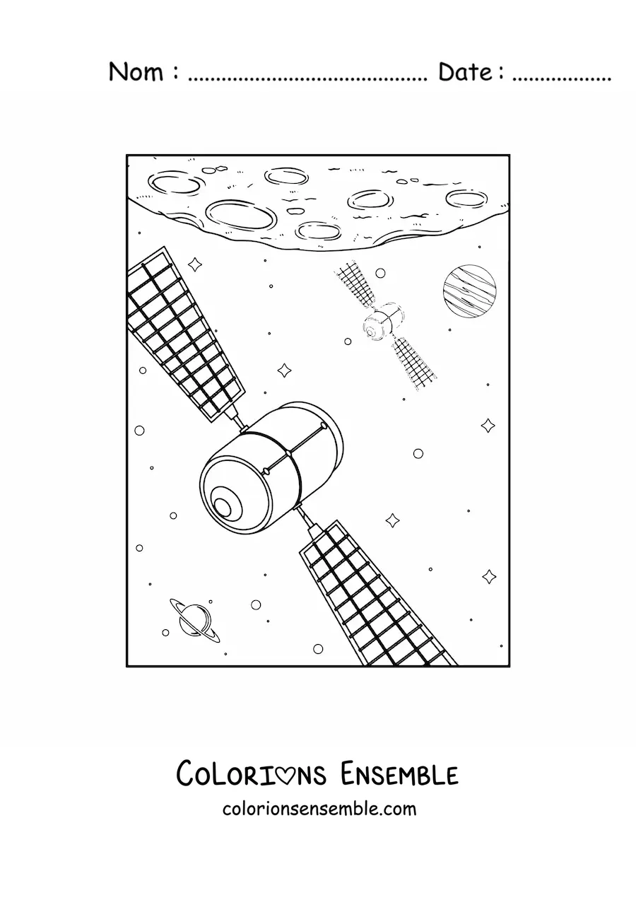 Image à colorier de deux satellites artificiels