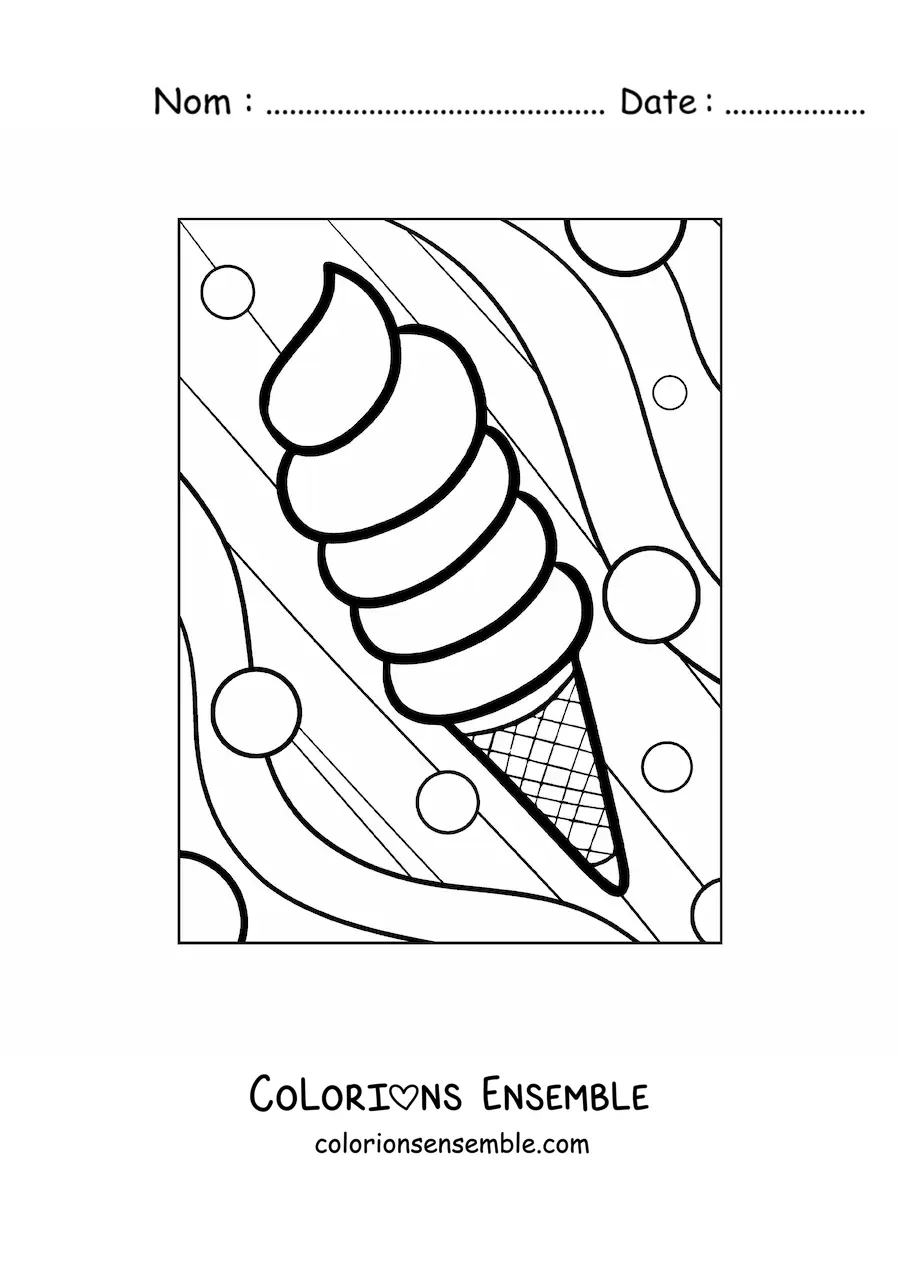Dessin à colorier d’un cornet de glace pour l’été.