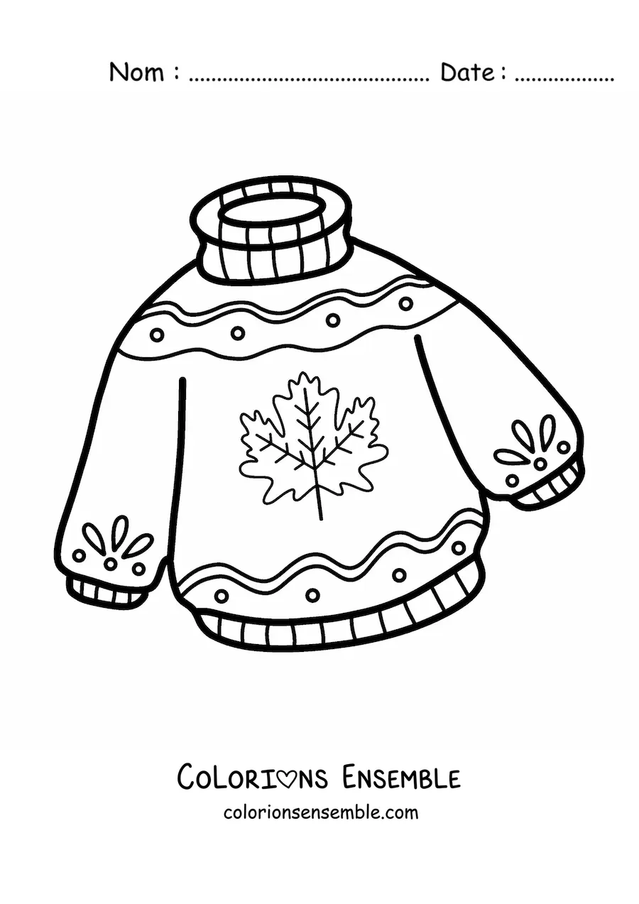 Dessin à colorier d’un pull d’automne.