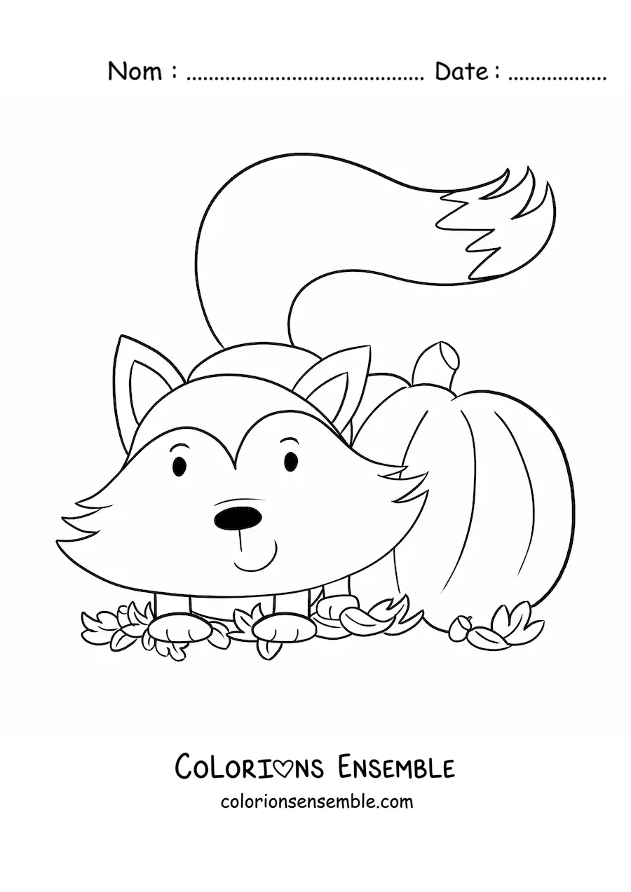 Dessin à colorier d’un renard en automne.