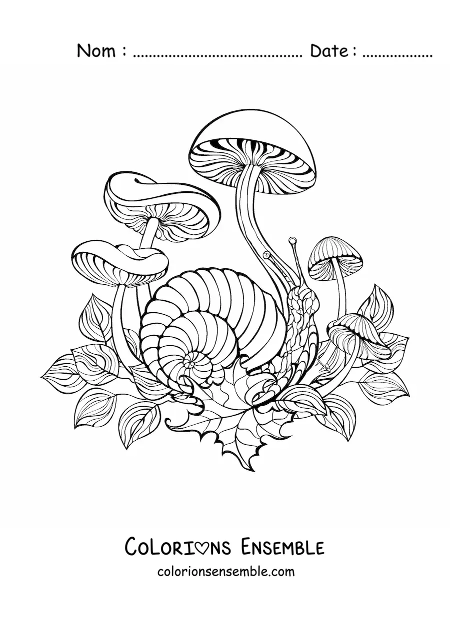 Dessin à colorier de plusieurs champignons d’automne.