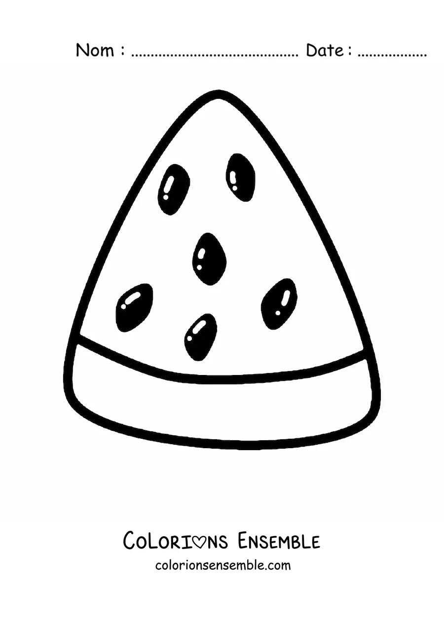 Coloriage d'une tranche triangulaire de pastèque