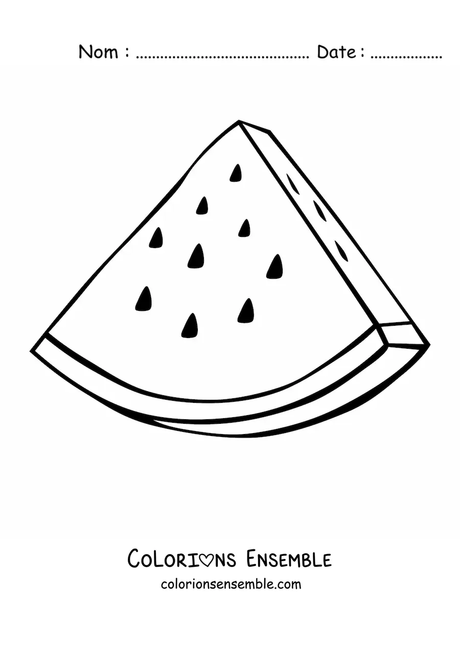 Coloriage d'une tranche triangulaire de pastèque