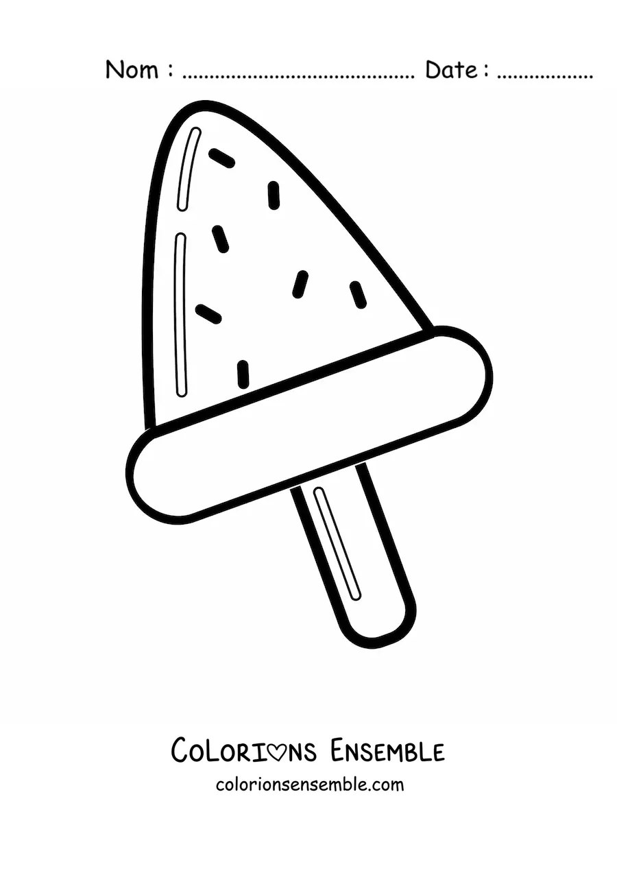 Coloriage d'une glace à l'eau en forme de pastèque
