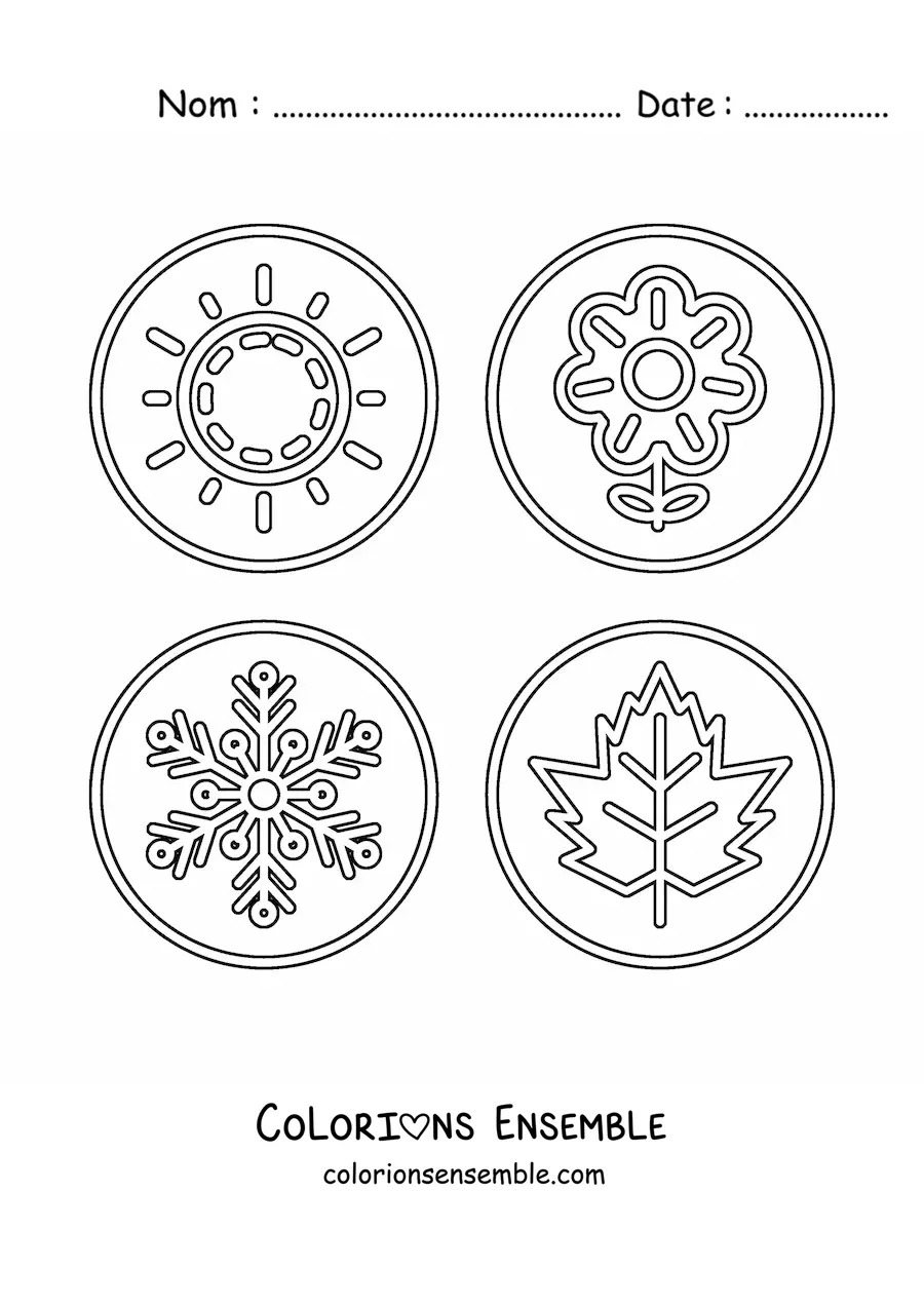 Image à colorier des saisons de l’année