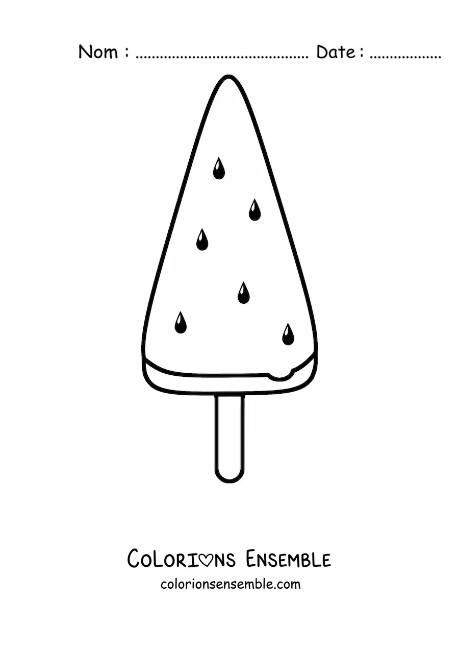 Coloriage d'une glace à l'eau en forme de pastèque