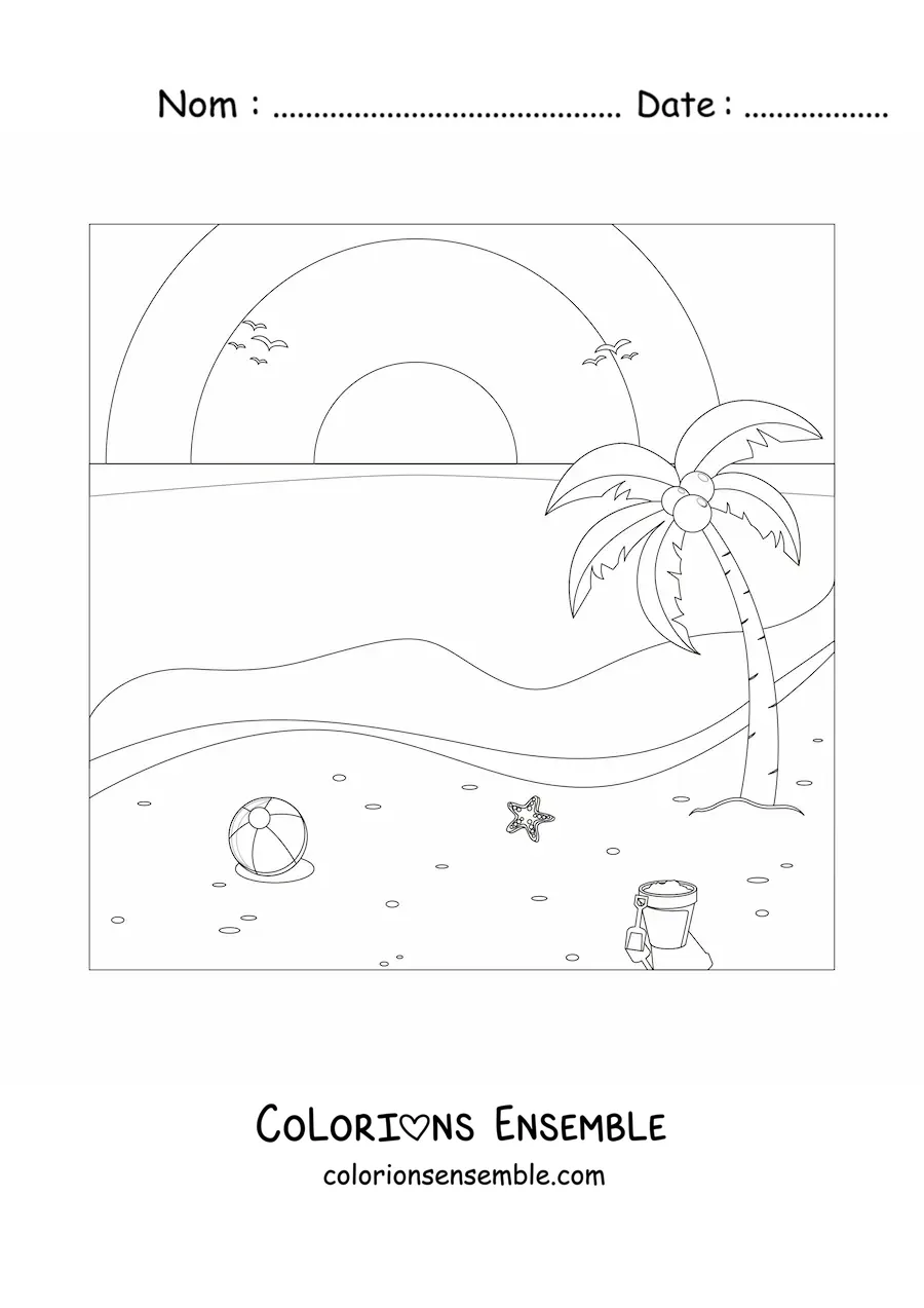Image à colorier d’un paysage de plage