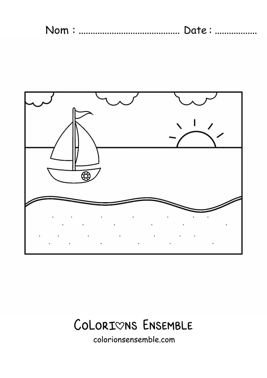 Image à colorier d’une plage toute simple
