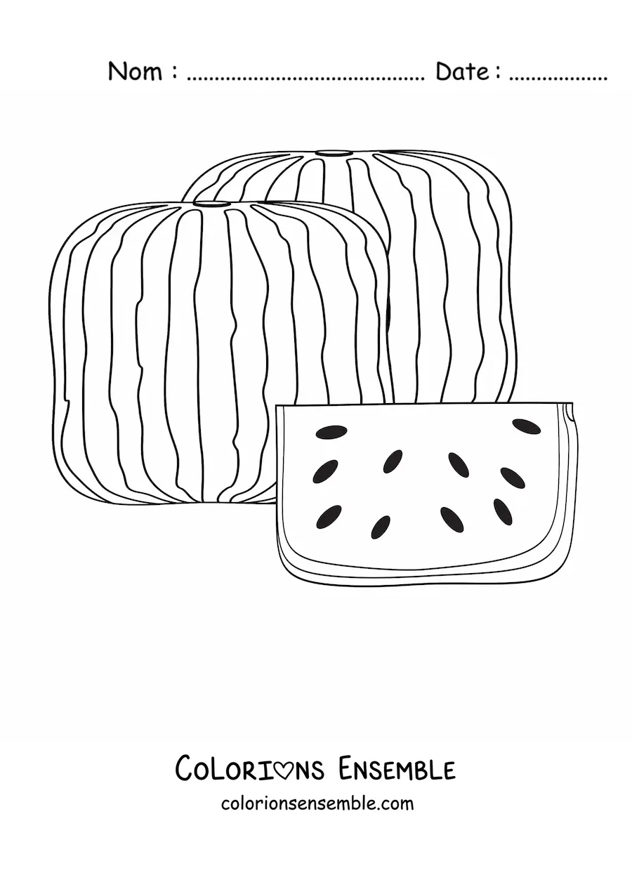 Coloriage d'une pastèque carrée