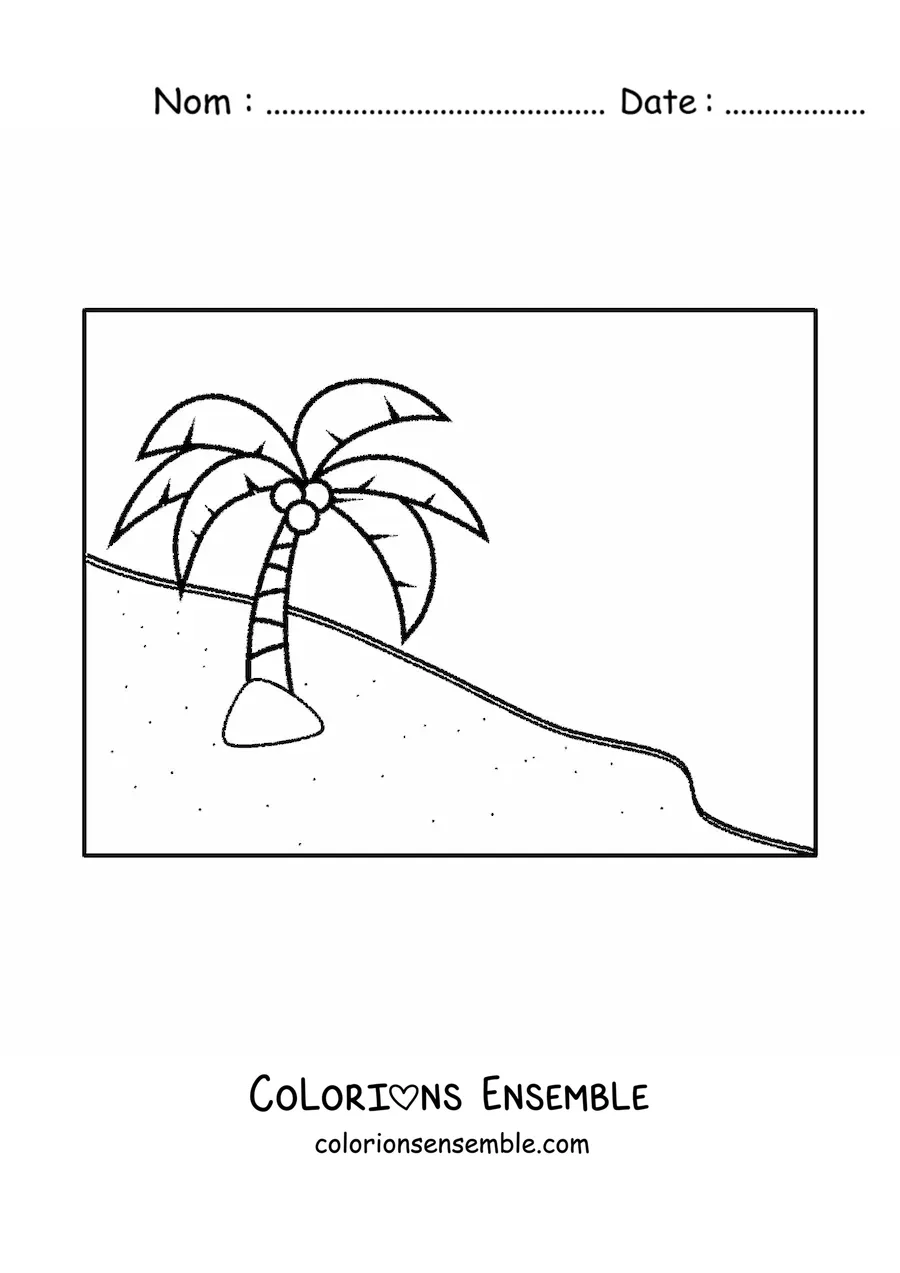 Image à colorier d’un palmier de plage