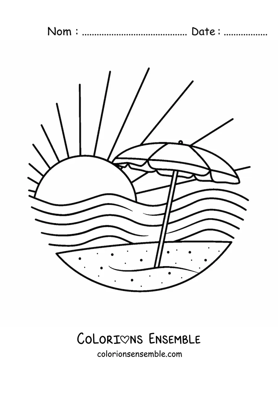 Image à colorier d’un parasol de plage
