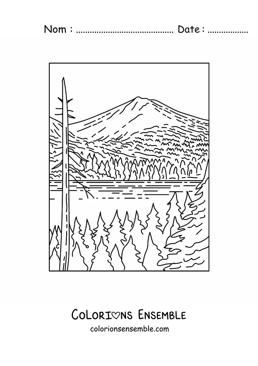 Image à colorier d’un volcan inactif