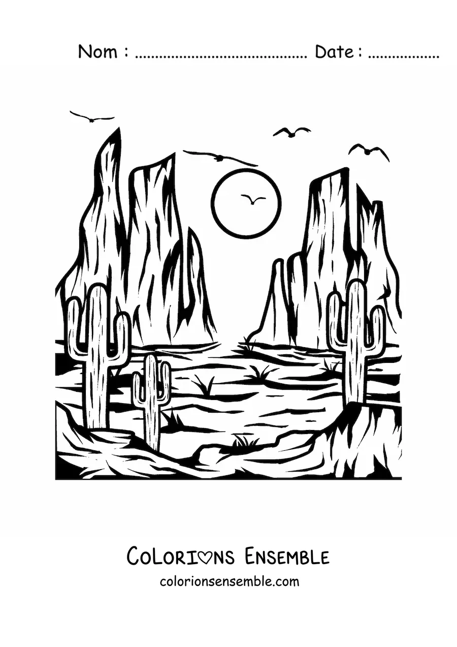 Image à colorier d'un désert