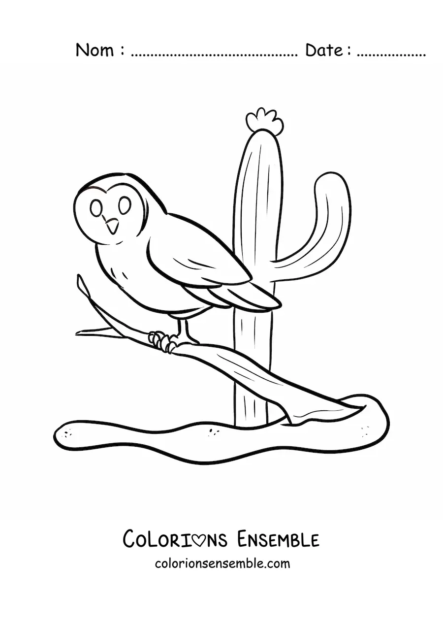 Image à colorier d'une chouette du désert
