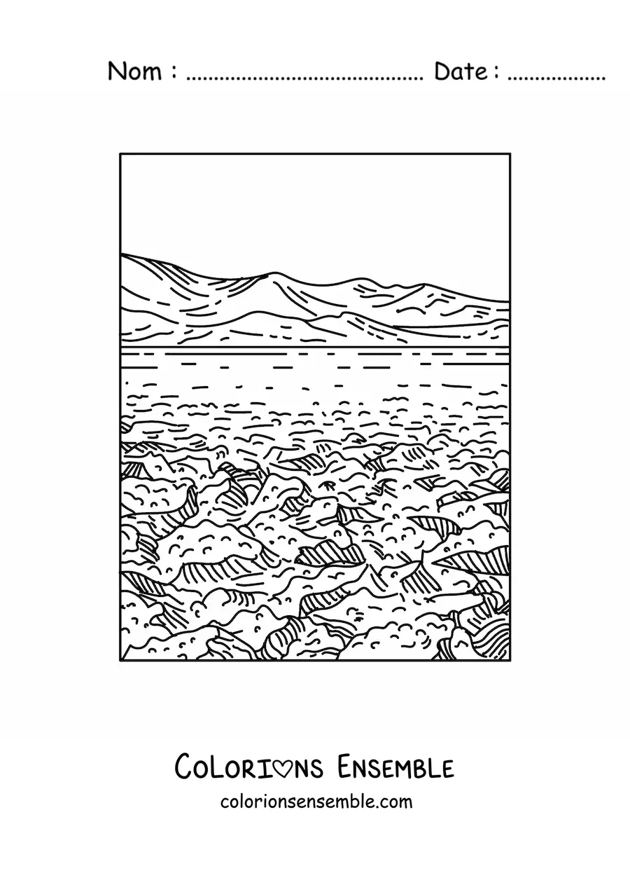 Image à colorier d'un paysage au climat aride
