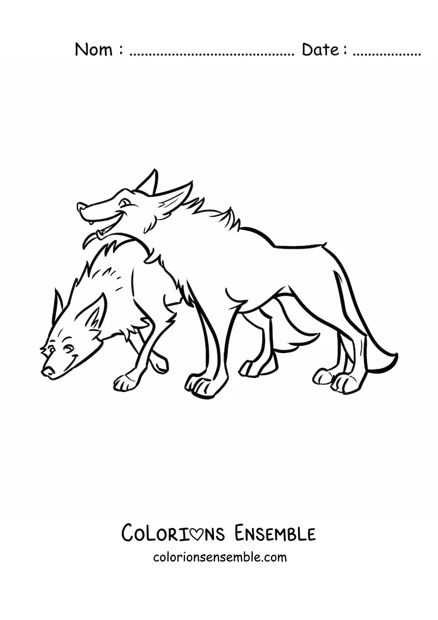Image à colorier de deux coyotes du désert