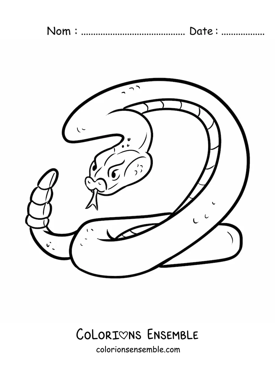 Image à colorier d'un serpent à sonnette