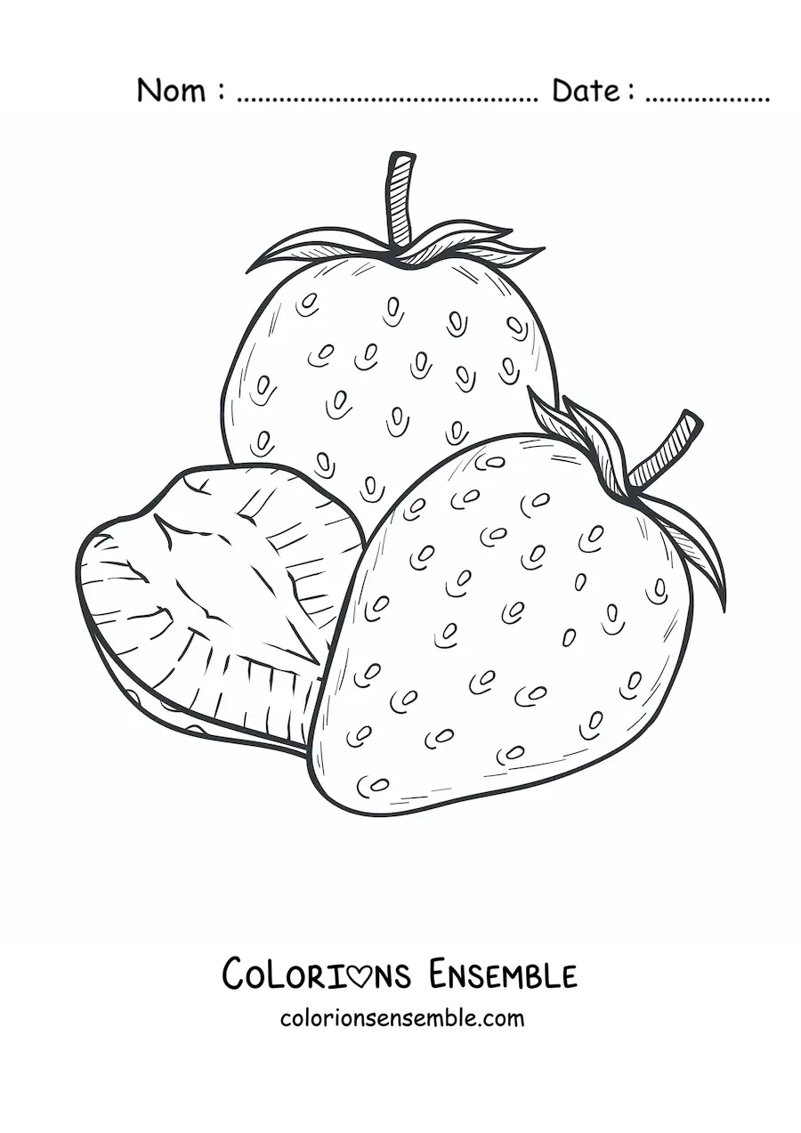 Image à colorier de trois fraises