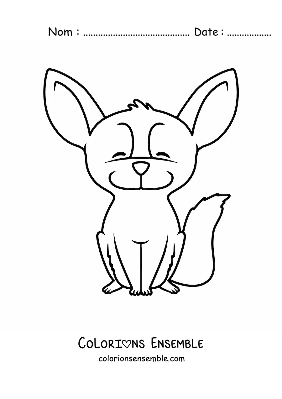 Image à colorier d'un renard du désert en dessin animé