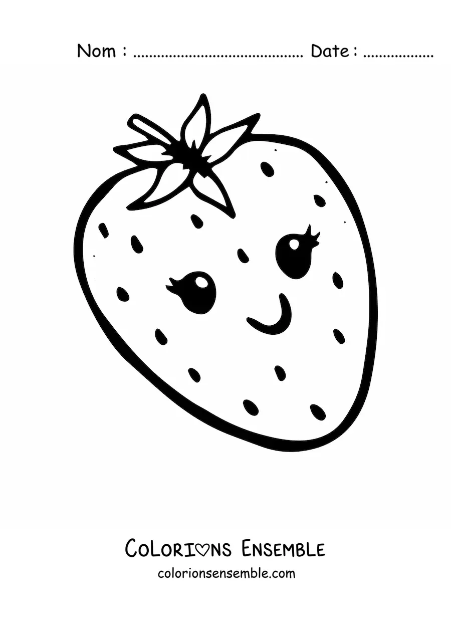 Image à colorier d'une fraise kawaii
