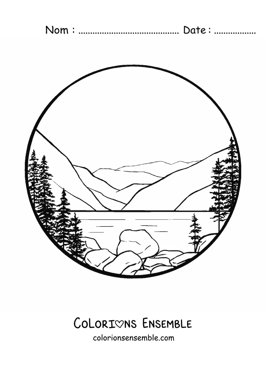 Image à colorier d'un lac