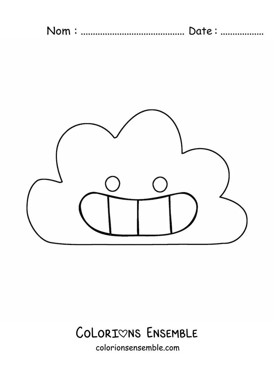 Image à colorier d’un grand nuage de dessin animé qui sourit