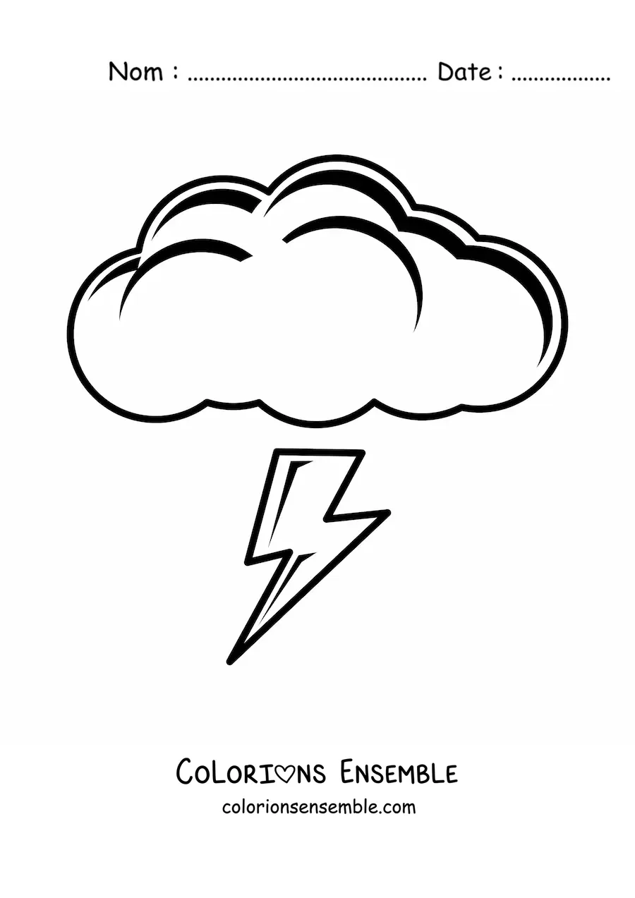 Image à colorier d’un grand nuage avec un éclair