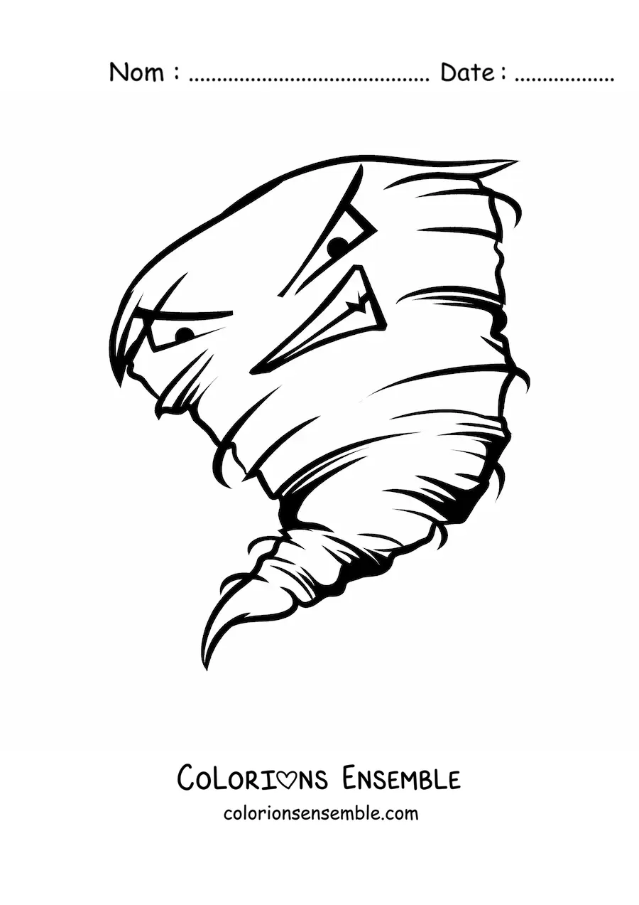 Image à colorier d’un ouragan de dessin animé méchant