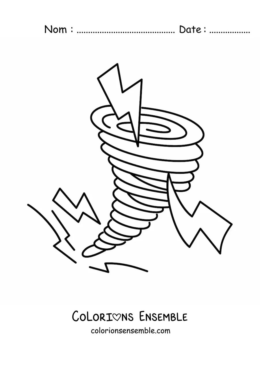 Image à colorier d’un ouragan avec 3 éclairs