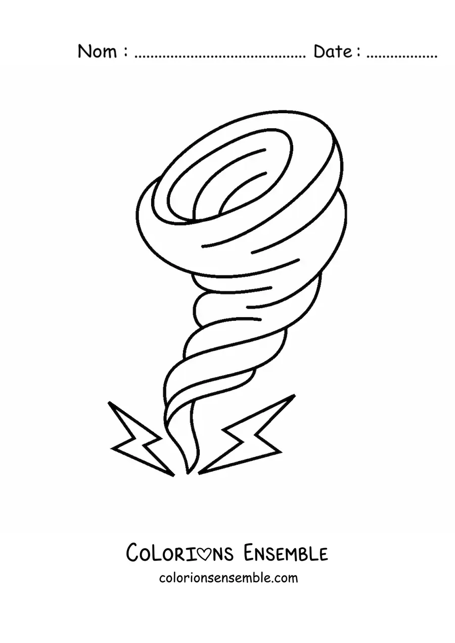 Image à colorier d’un ouragan avec 2 éclairs