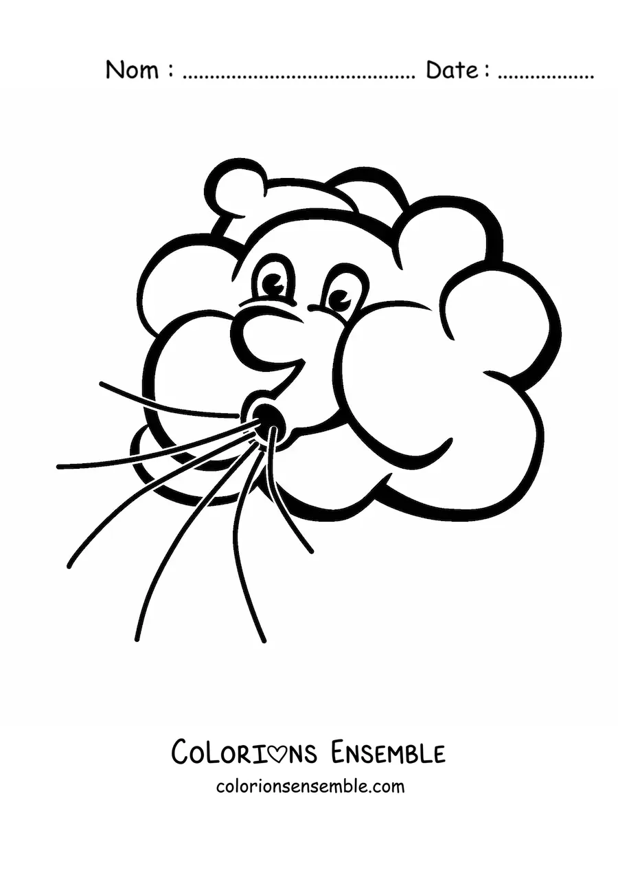 Image à colorier d’un nuage de dessin animé qui souffle