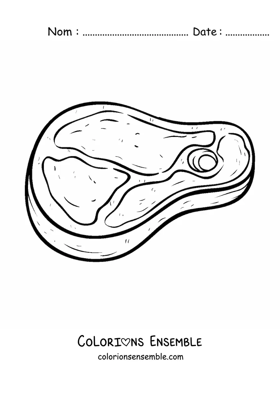 Image à colorier d’un steak de viande rouge crue