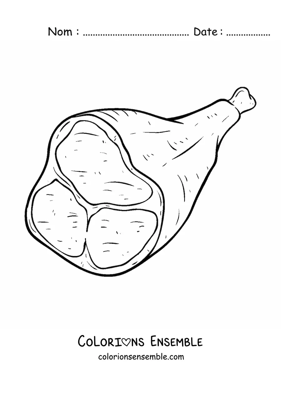 Image à colorier d’un morceau de viande de bœuf