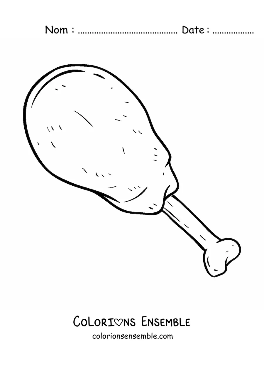 Image à colorier d’une cuisse de poulet