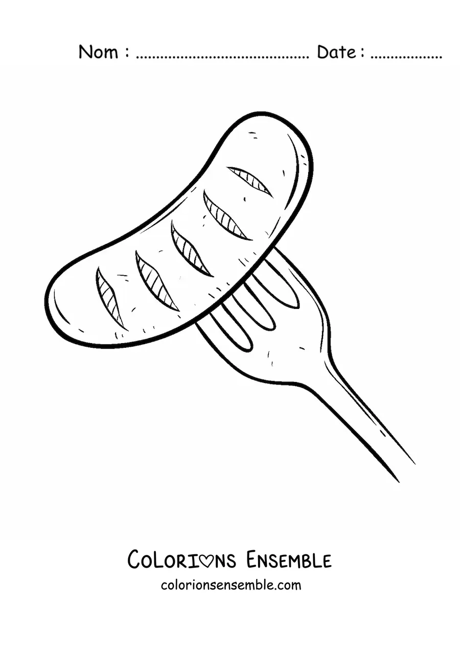 Image à colorier d’une saucisse grillée