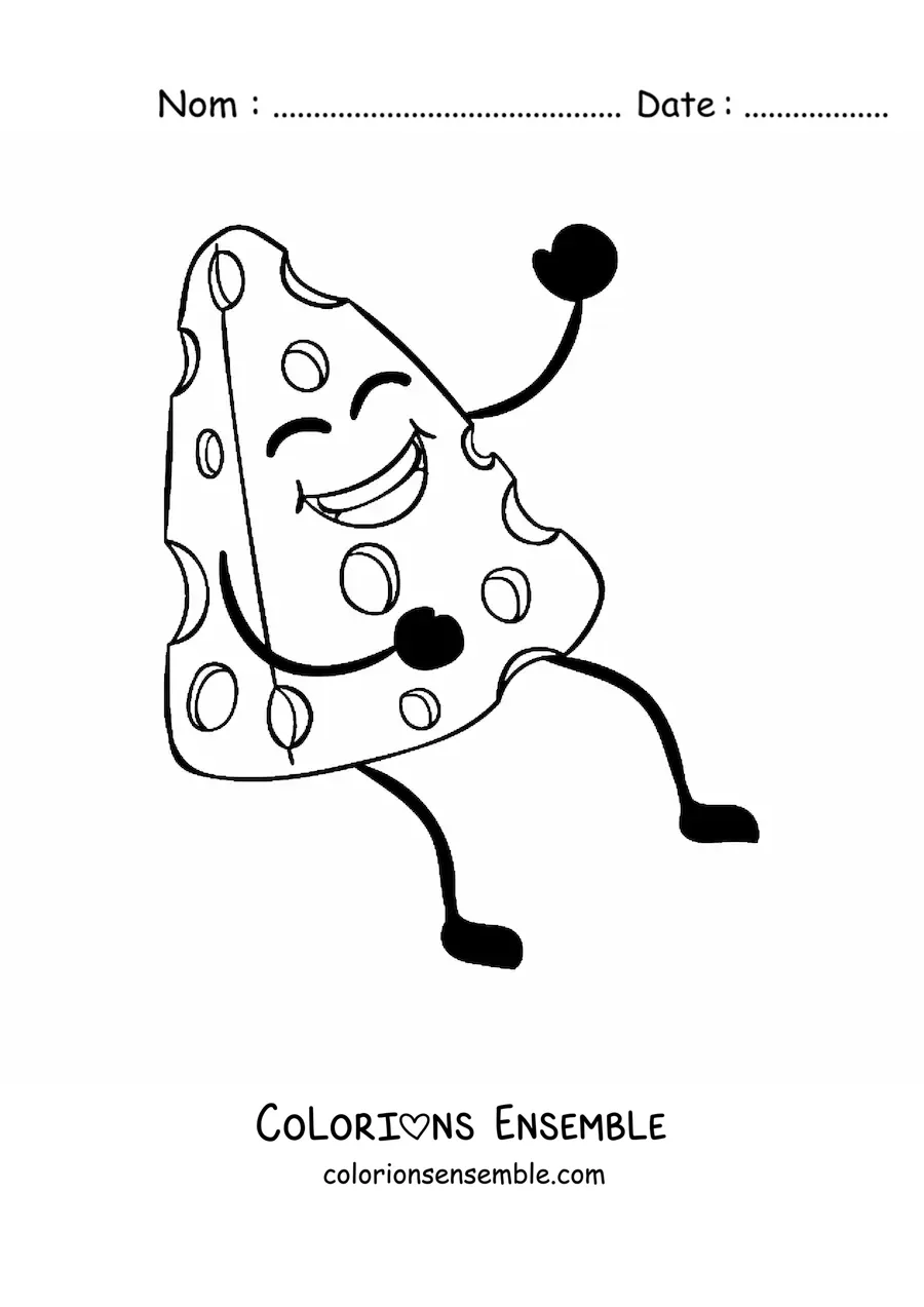 Image à colorier d’un morceau de fromage de dessin animé