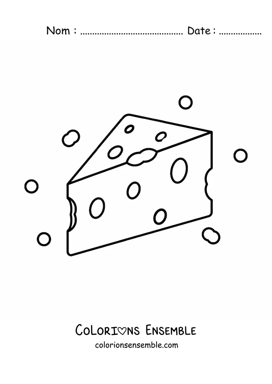 Image à colorier d’un fromage de type gruyère